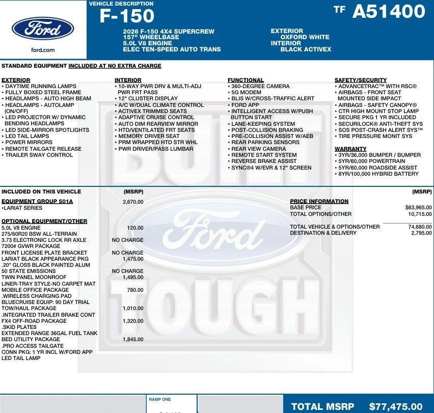 2026 Ford F-150 LARIAT 4WD SuperCrew 6.5' Box