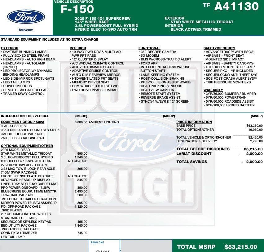 2026 Ford F-150 LARIAT 4WD SuperCrew 5.5' Box