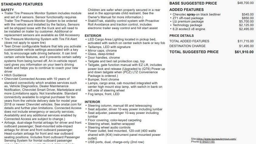 2019 Chevrolet Silverado 1500 Crew Cab Short Box 4-Wheel Drive LTZ