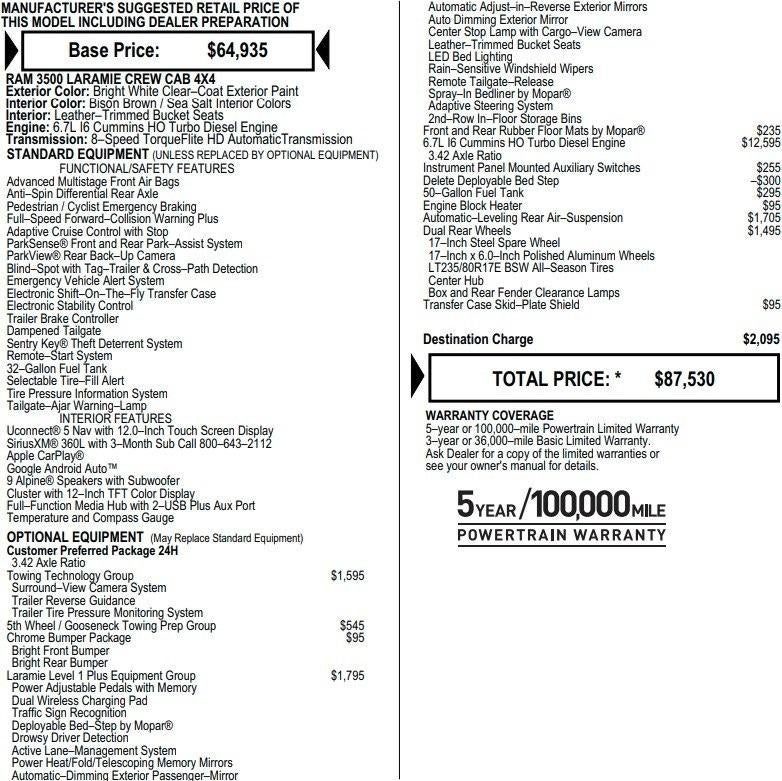 2025 RAM 3500 Laramie 4x4 Crew Cab 8' Box