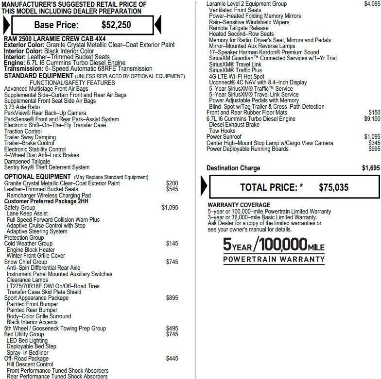 2020 RAM 2500 Laramie 4x4 Crew Cab 6'4" Box
