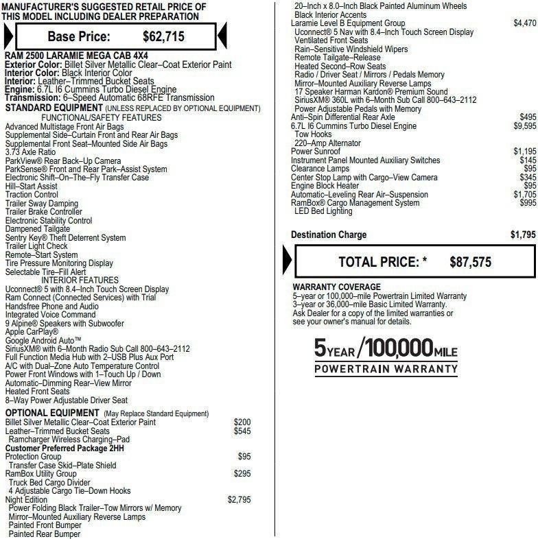 2022 RAM 2500 Laramie 4x4 Mega Cab 6'4" Box