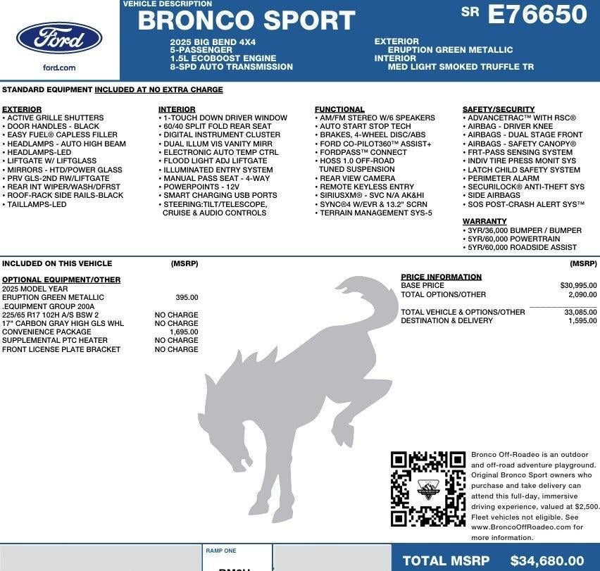 2025 Ford Bronco Sport Big Bend 4x4