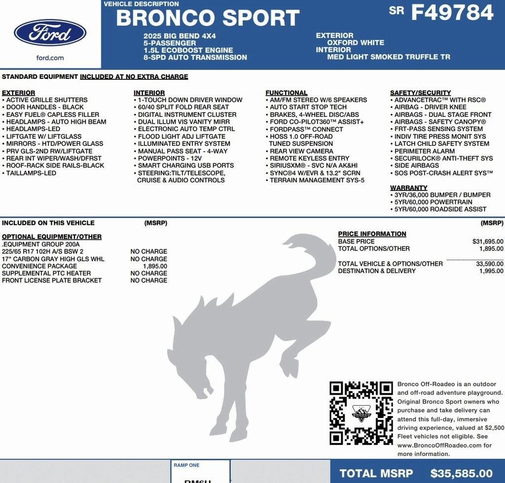 2025 Ford Bronco Sport Big Bend 4x4