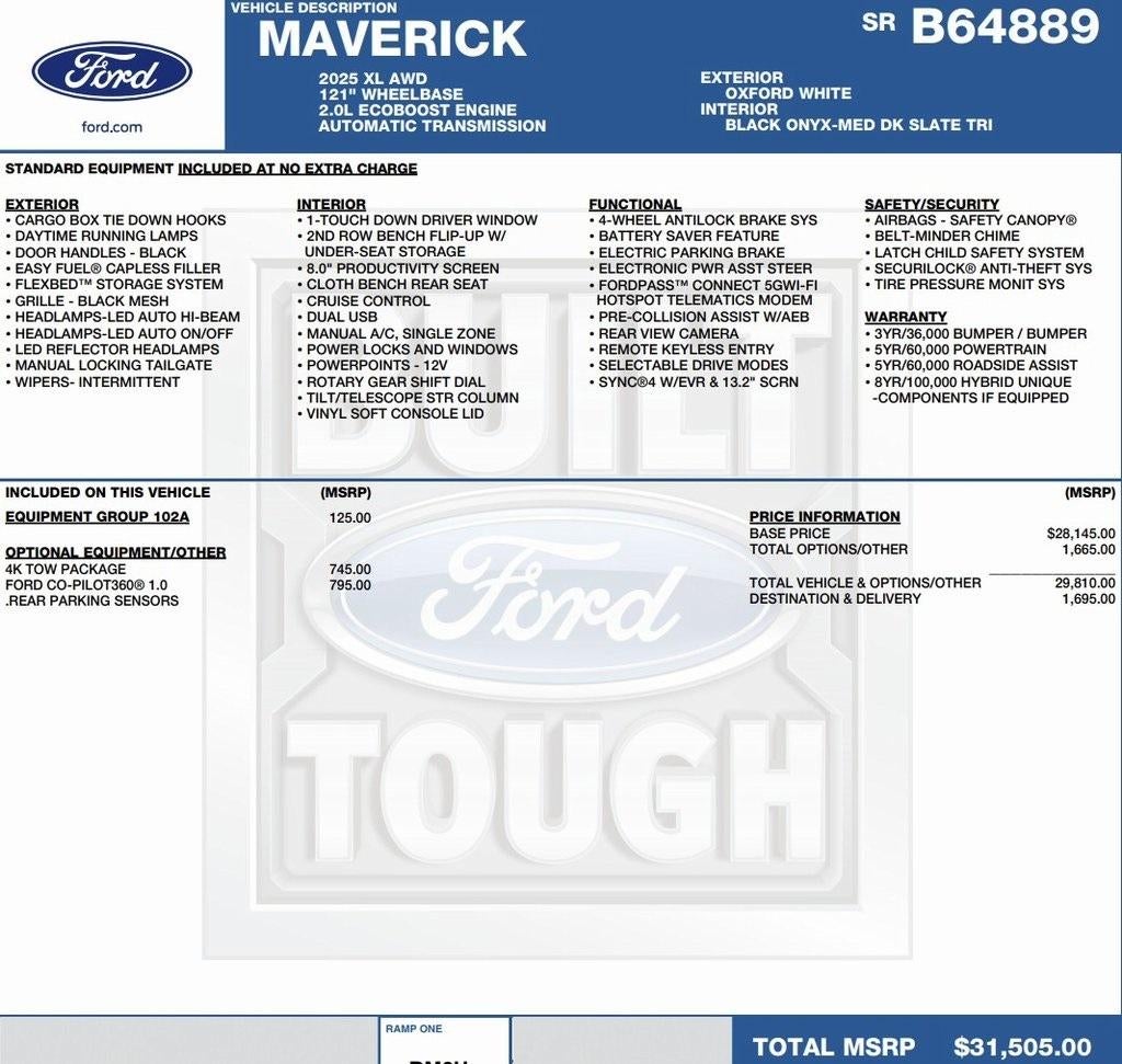 2025 Ford Maverick XL AWD SuperCrew