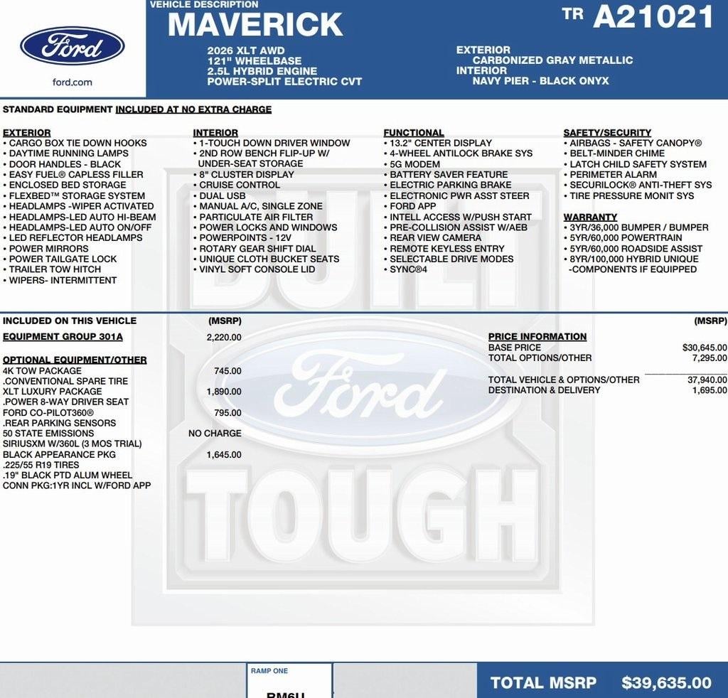 2026 Ford Maverick XLT AWD SuperCrew