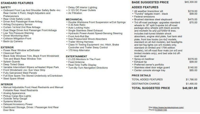 2018 Toyota Tundra 4WD 4WD Limited CrewMax 5.5' Bed 5.7L FFV (SE)