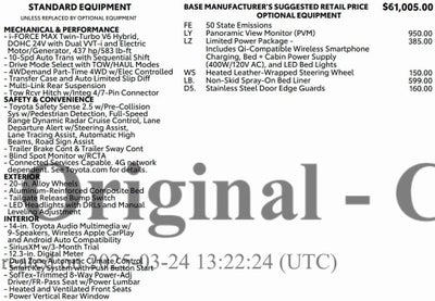 2025 Toyota Tundra 4WD 4WD Limited Hybrid CrewMax 5.5' Bed (Natl)