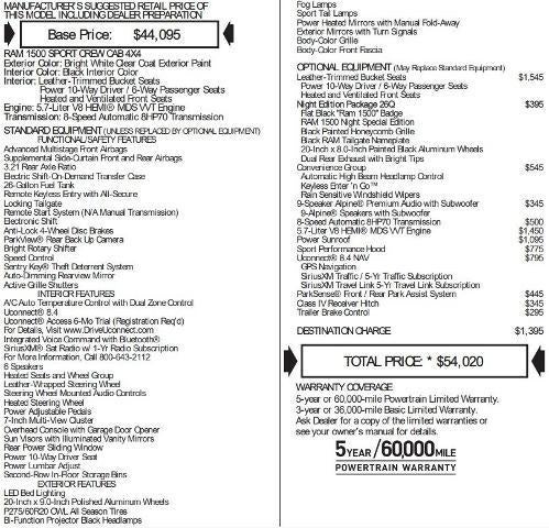 2017 RAM 1500 Night Crew Cab 4x4 5'7' Box