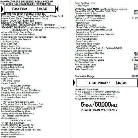 2020 RAM 1500 Big Horn Quad Cab 4x4 6'4' Box