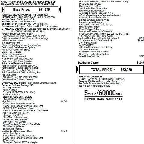 2025 RAM 1500 Big Horn Crew Cab 4x4 5'7' Box