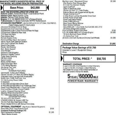 2020 RAM 1500 Big Horn Crew Cab 4x4 5'7' Box