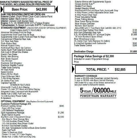 2020 RAM 1500 Big Horn Crew Cab 4x4 5'7' Box