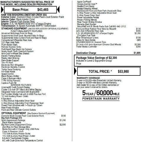 2021 RAM 1500 Big Horn Crew Cab 4x4 5'7' Box