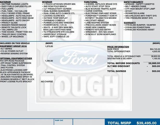 2021 Ford Ranger XLT 4WD SuperCrew 5' Box