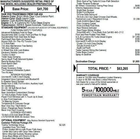 2020 RAM 3500 Tradesman 4x4 Crew Cab 6'4" Box