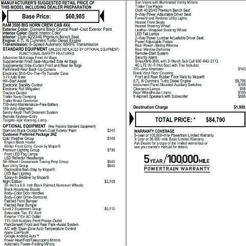 2024 RAM 3500 Big Horn 4x4 Crew Cab 8' Box