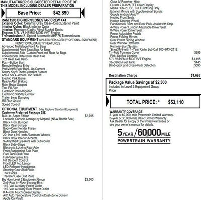 2020 RAM 1500 Big Horn Crew Cab 4x4 5'7" Box