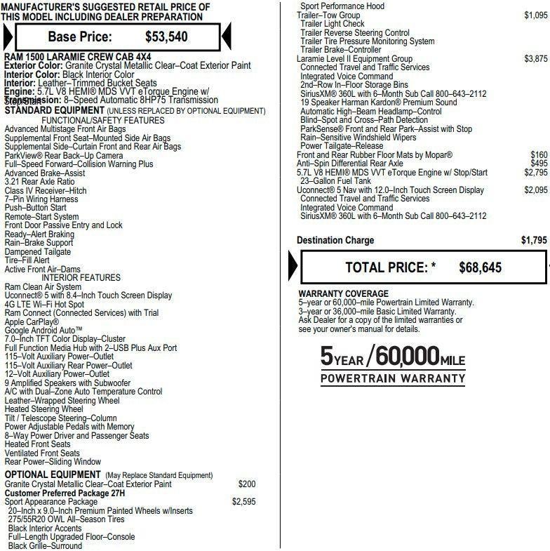 2022 RAM 1500 Laramie Crew Cab 4x4 5'7" Box